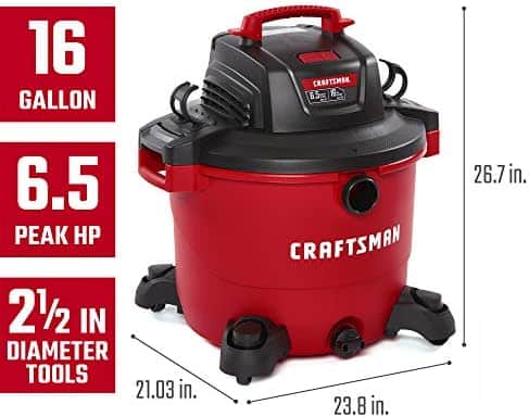 CRAFTSMAN CMXEVBE17595 16 Gallon 6.5 Peak HP Wet/Dry Vac, Heavy-Duty Shop Vacuum with Attachments - Image 2