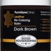 The Original Leather Re-Coloring Balm by Furniture Clinic - 16 Color Options - Leather Repair Kit for Furniture - Restore Couches, Car Seats, Clothing - Non-Toxic Leather Repair Cream (Dark Brown)