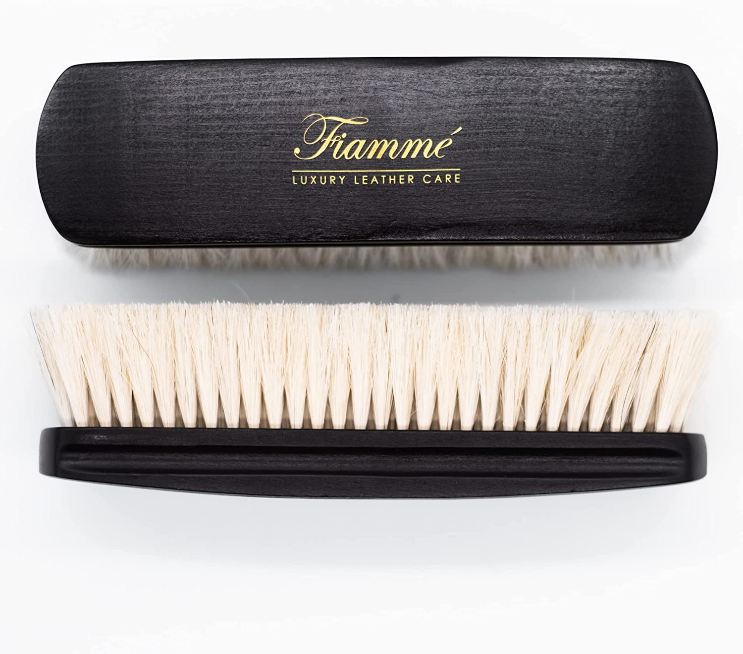 Shoe Brush- 100% Horsehair Shoe Brush for Leather, Shoes, Boots- Large 8  Premium Shine Brush- Fiamme (White) - The Vac Shop