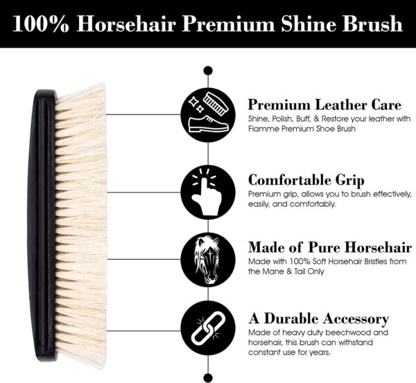 Shoe Brush, Shoe Cleaning Brush, 2 Pieces Horsehair Shoe Brush, Boot Brush,  Horse Hair Brush for Leather, Shoe Brushes for Cleaning, Leather Shoes