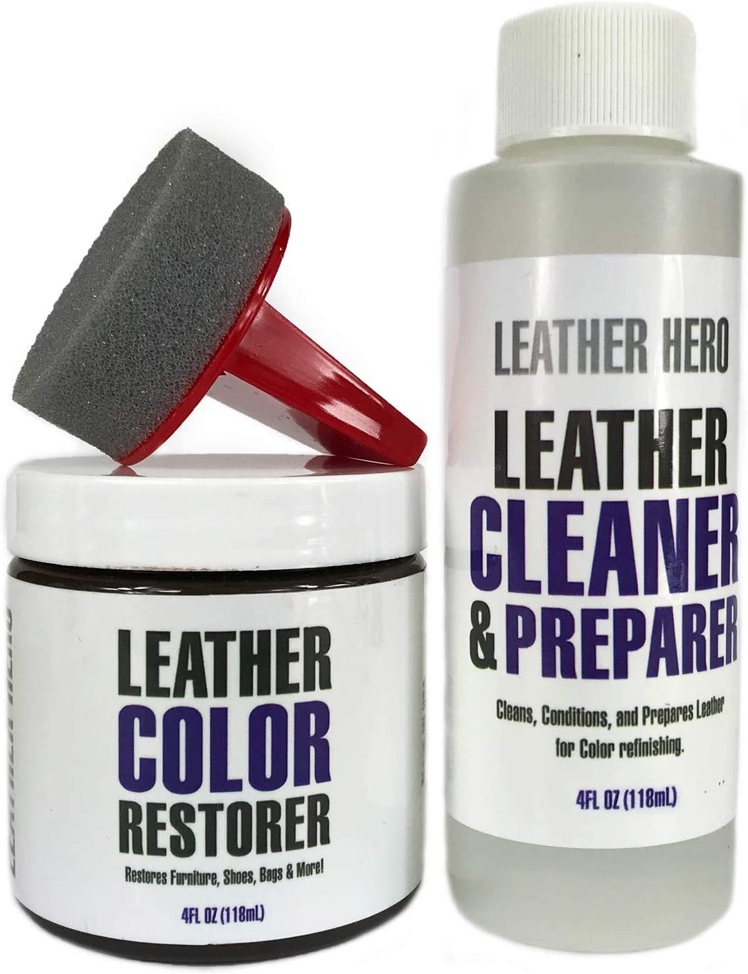 Leather Hero Leather Color Restorer Repair Kit- Refinish, Recolor, Renew  Leather & Vinyl Sofa, Purse, Shoes, Auto Car Seats, Couch 4oz (Black) - The  Vac Shop