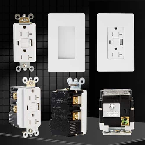 TrekStar GFCI USB Outlet 20 Amp Duplex Wall Receptacle with Built-in USB Type A & Type C Combo with 24W Charging Port for Smartphone, Self-Test, Tamper Resistant, White Wall Plate Cover Included - Image 8