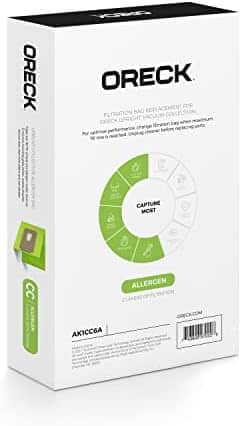 Oreck Vacuum Cleaner Bags for Upright Vacs, Pack of 6, Green, Type CC, Allergen Filtration, Part # AK1CC6A, Oreck Vacuum Bags - Image 2