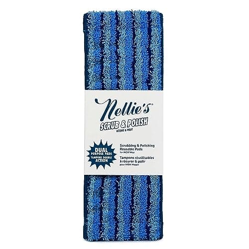 Nellie's Scrub & Polish Pads - Microfiber Design for Wow Mop & Wow Too - Dual Purpose Scrub & Polish System - Reusable Pads for Effortless Floor Cleaning - Machine Washable & Fragrance-Free