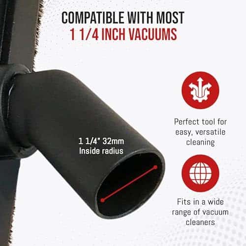 MP Maresh Products Vacuum Brush Attachment for Hardwood and Bare Floors or Walls - Wall Brush for Cleaning with Natural Horse Hair Bristles - 1 1/4 Inch Female ID Connection - 14-Inch with Wheels : Home & Kitchen - Image 2