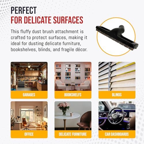 MP Maresh Products Vacuum Brush Attachment for Hardwood and Bare Floors or Walls - Wall Brush for Cleaning with Natural Horse Hair Bristles - 1 1/4 Inch Female ID Connection - 14-Inch with Wheels : Home & Kitchen - Image 4