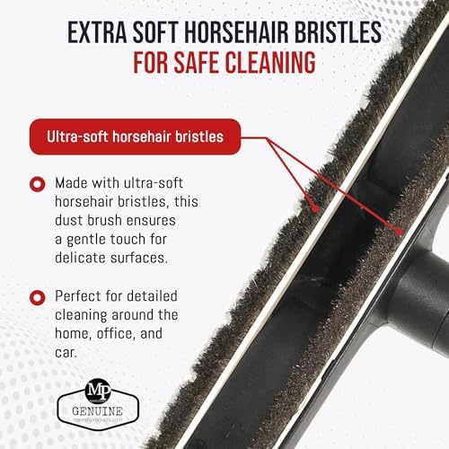 MP Maresh Products Vacuum Brush Attachment for Hardwood and Bare Floors or Walls - Wall Brush for Cleaning with Natural Horse Hair Bristles - 1 1/4 Inch Female ID Connection - 14-Inch with Wheels : Home & Kitchen - Image 3