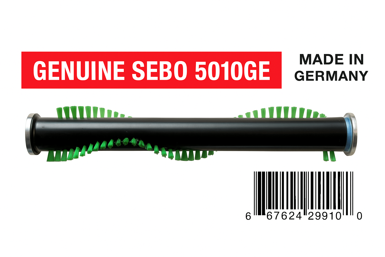 Genuine SEBO 5010GE 12-inch soft-bristle brush roller replacement for SEBO X1, X4, X7, G1, G4, E3, D4, ET-1, K3, and Felix 1 vacuums, Made in Germany
