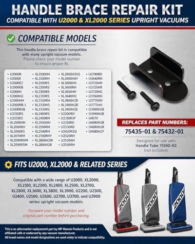 MP Maresh handle brace repair kit compatibility chart MP-75435-01 for upright vacuum models