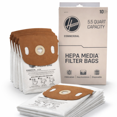 Hoover Commercial HEPA Media Filter Bags 10 Pack 5.5 Quart for CH90600 CH91600 vacuum cleaners