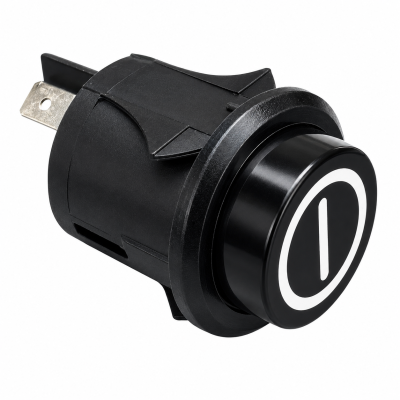 Nilfisk Advance 107408927 power switch dimensions showing 1.62 inch overall length and 1.07 inch overall diameter